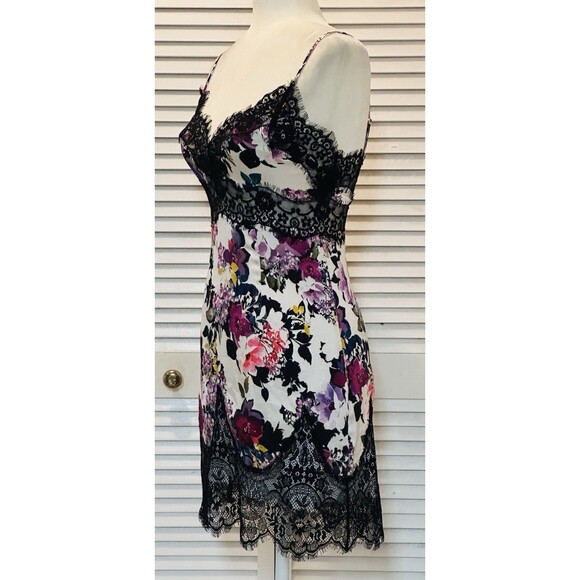 Bebe Women Pía Printed Silk Lined Dainty Laced Mini Dress Goth Whimsigoth Fairy - Picture 6 of 15